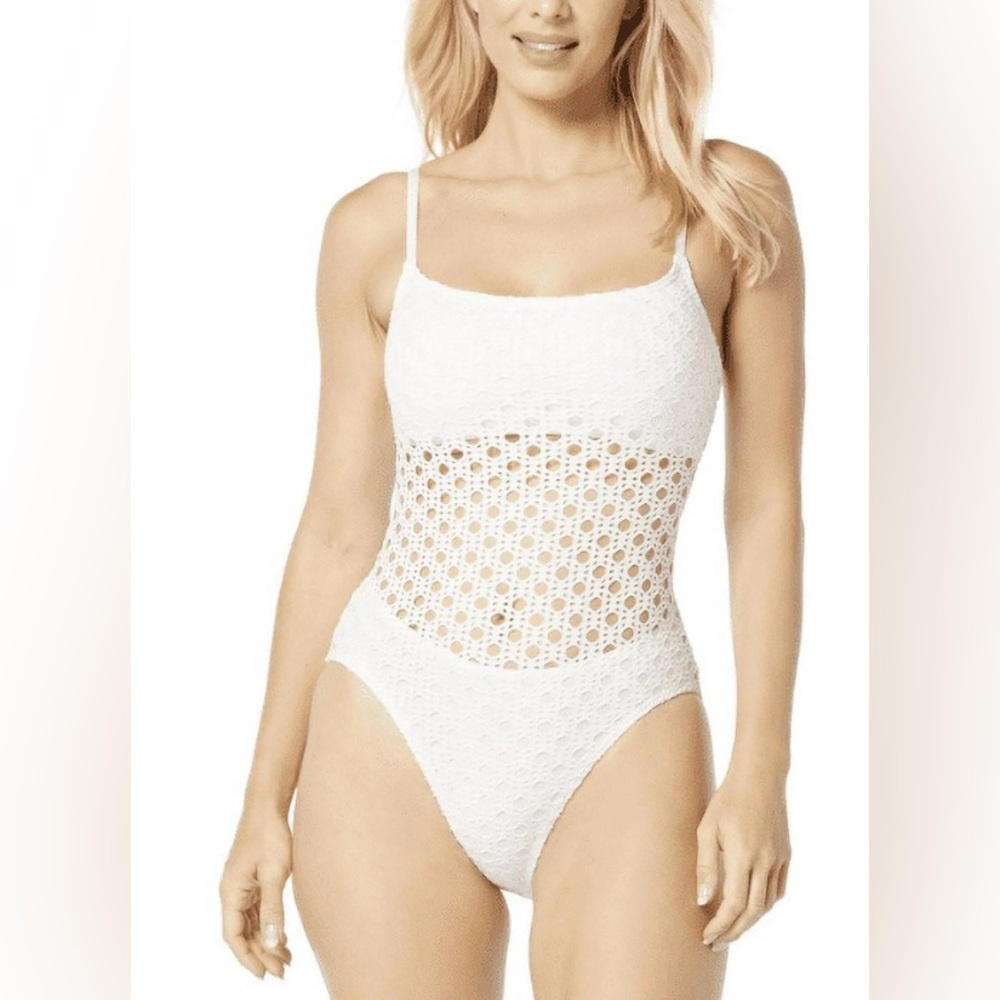 Carmen Marc Valvo Elegant White One-Piece Swim